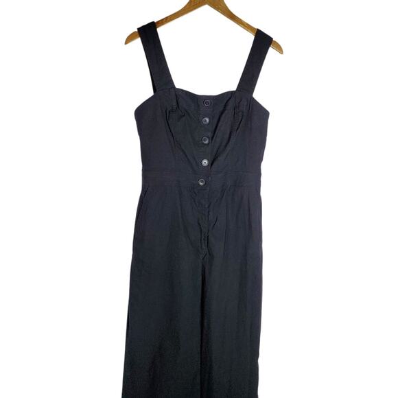 Anthropologie Maeve The Colette Portside Jumpsuit Sz 12 Black Sleeveless Pockets - Picture 5 of 16